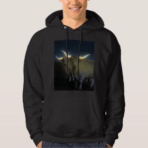 Highland Cows Glowing In The Dark, Mesn Hoodie