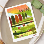 Highland Cows Hello Postcard<br><div class="desc">This cute Highland Cows Hello Postcard design features original art of Autumn trees,  rolling hills and adorable fluffy Highland cattle! Customise to add your own greeting to the front or leave it as "hello".   Add your name for a personal signature (or just leave it blank if you wish)!</div>