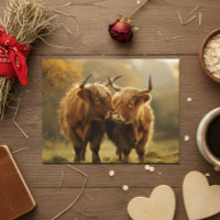 Highland Cows in love Postcard