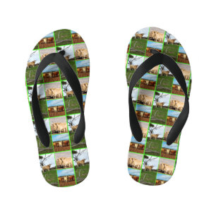 Highland Cows Photo Collage, Kid's Flip Flops