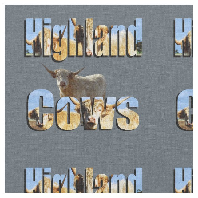 Highland Cows Picture Logo, Fabric (Close Up)