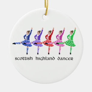 Highland Dance Line Ceramic Tree Decoration