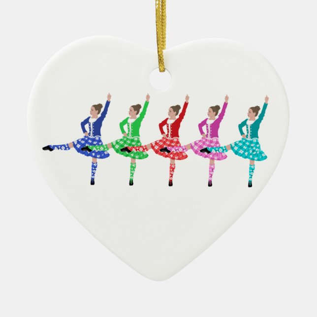 Highland Dance Line Ceramic Tree Decoration (Front)