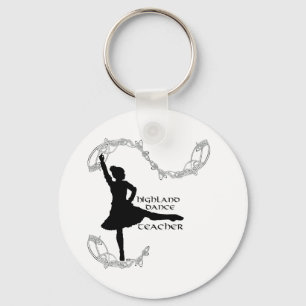 Highland Dance Teacher - Black Silhouette Key Ring