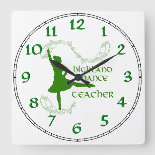 Highland Dance Teacher - Green Square Wall Clock