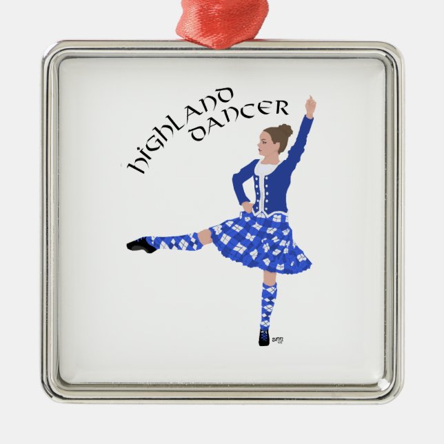 Highland Dancer in Blue Metal Tree Decoration (Front)