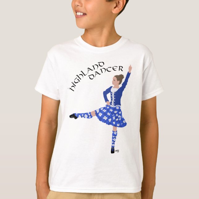 Highland Dancer in Blue T-Shirt (Front)