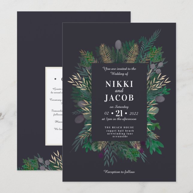 Highland Dark wedding invite (Front/Back)