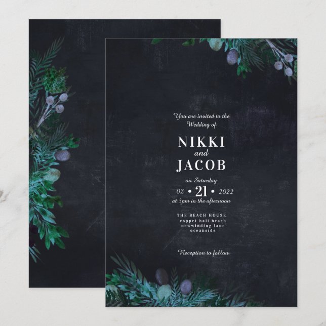 Highland Dark wedding invite simple (Front/Back)