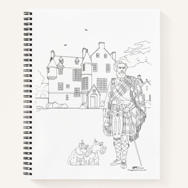Highland Gent with Scottie Dogs Spiral Notebook (Front)