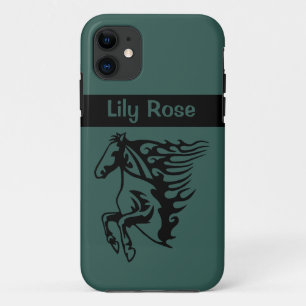 Highland Green Pony Horse Stallion Bronco Line Art iPhone 11 Case