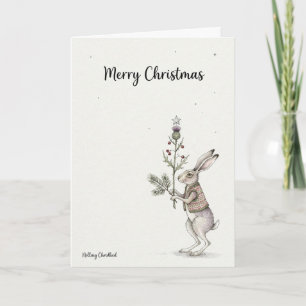 Highland Hare Scottish Christmas Card