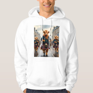 Highland Harmony:  Bagpipe Highland Cow Band  Hoodie