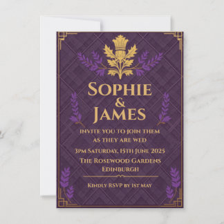 Highland Heather Purple & Gold Invitation