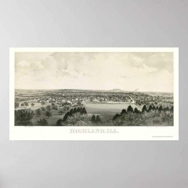 Highland, IL Panoramic Map - 1894 Poster (Front)