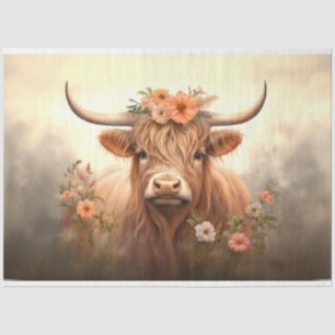 Highland in the Meadow with Flowers Decoupage Tissue Paper