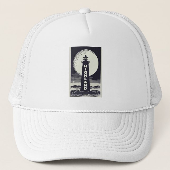 Highland Lighthouse Massachusetts Moon Trucker Hat (Front)