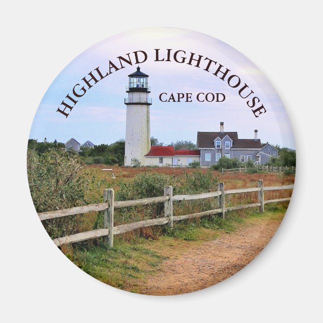 Highland Lighthouse, Massachusetts Round Magnet (Front)