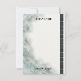 Highland Mist Minimalist Scottish Tartan Wedding Thank You Card