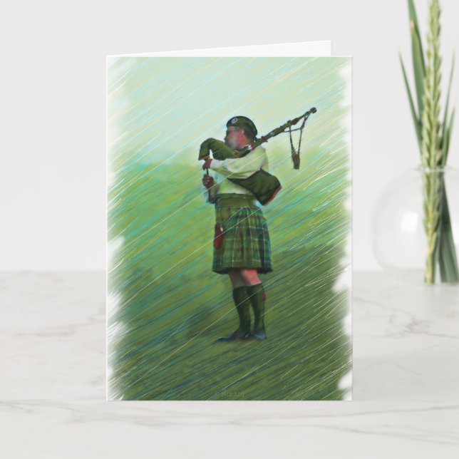 Highland Morning Music Bagpipe Greeting Card (Front)