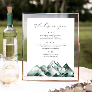 Highland Mountain Wedding Bar Menu Sign