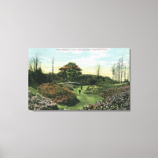 Highland Park's Rhododendron Path and Pavilion Canvas Print (Front)
