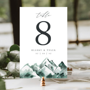 Highland   Personalized Mountain Wedding Table Number