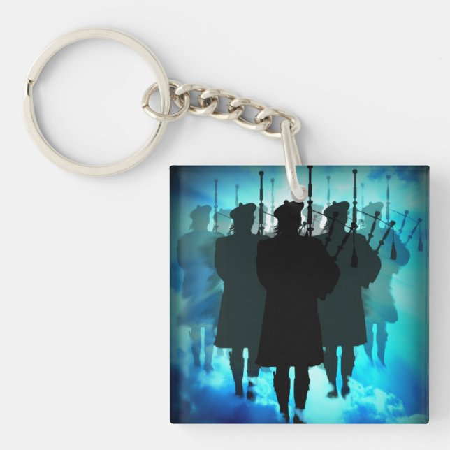 Highland Pipers, with ten thousands of His Saints Key Ring (Front)