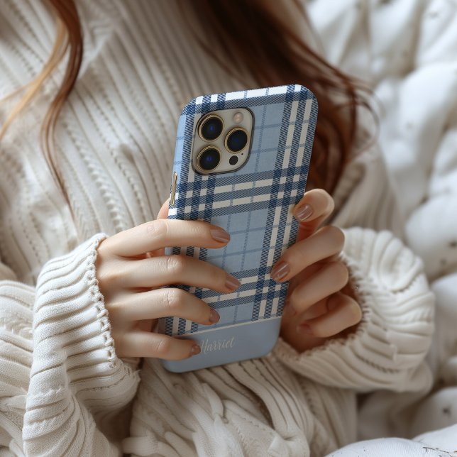 Highland Plaid Blue MagSafe Tough (Highland plaid blue phone case)
