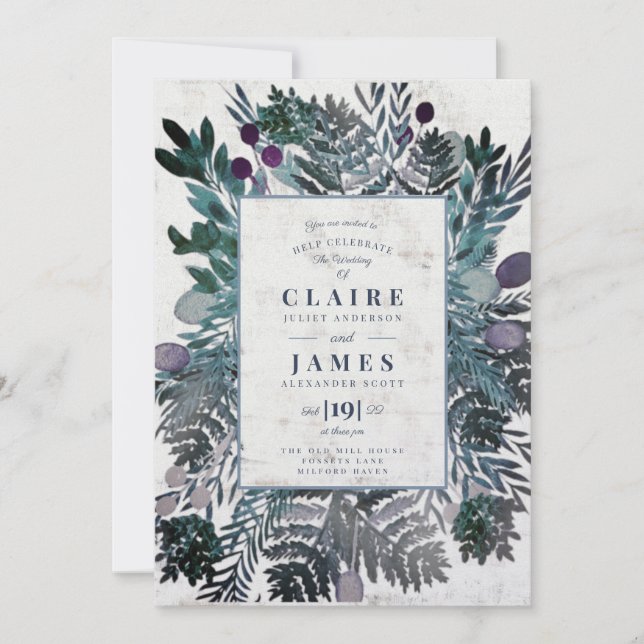 Highland rustic foliage wedding invite (Front)