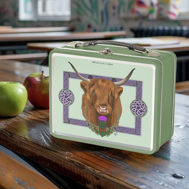 Highland Scottish Cow Purple Celtic Knot Work Metal Lunch Box (Creator Uploaded)