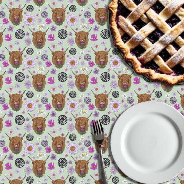 Highland Scottish Cow Purple Celtic Knot Work Tablecloth (Creator Uploaded)