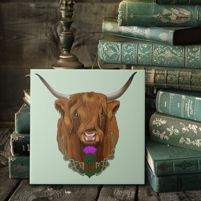 Highland Scottish Cow Purple Celtic Knot Work Tile (Creator Uploaded)