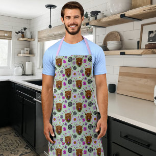 Highland Scottish Cow Purple Celtic Thistle Apron