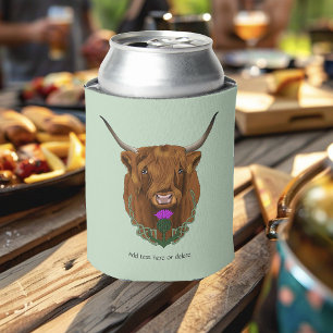 Highland Scottish Cow Purple Celtic Thistle Can Cooler