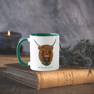 Highland Scottish Cow Purple Celtic Thistle Mug