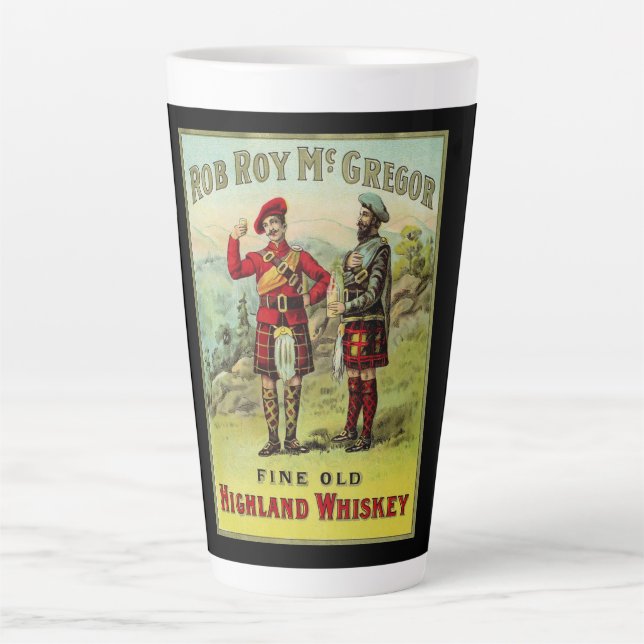 HIghland Scottish Whiskey Label Latte Mug (Front)