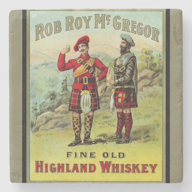 HIghland Scottish Whiskey Label Stone Coaster (Front)
