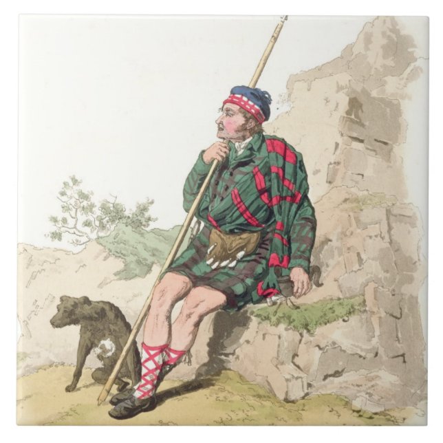 Highland Shepherd, from 'Costume of Great Britain' Tile (Front)