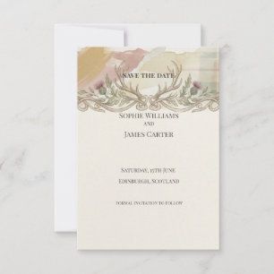 Highland Stag Thistle Save the Date Card