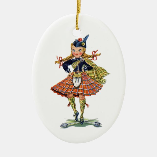 Highland Sword Dance Ceramic Tree Decoration (Front)