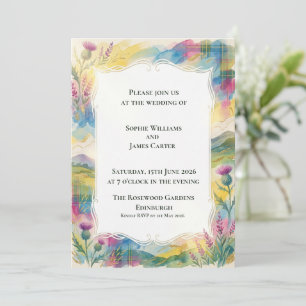 Highland Tartan Thistle Wedding Invitation
