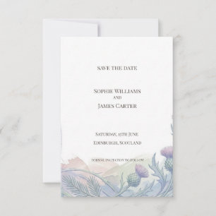 Highland Thistle Landscape Save the Date Card