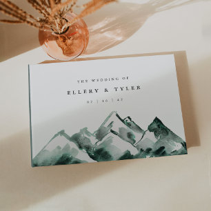 Highland   Watercolor Mountain Wedding Guest Book