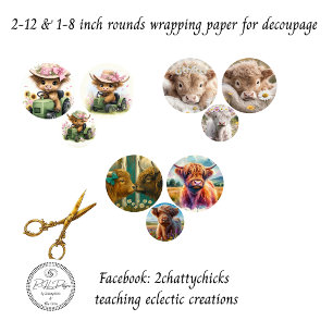 Highland Whimsy Country 12 & 8 inch rounds Wrapping Paper Sheet