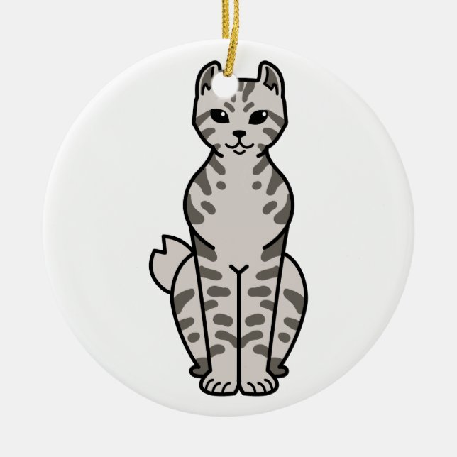 Highlander Cat Cartoon Ceramic Tree Decoration (Front)