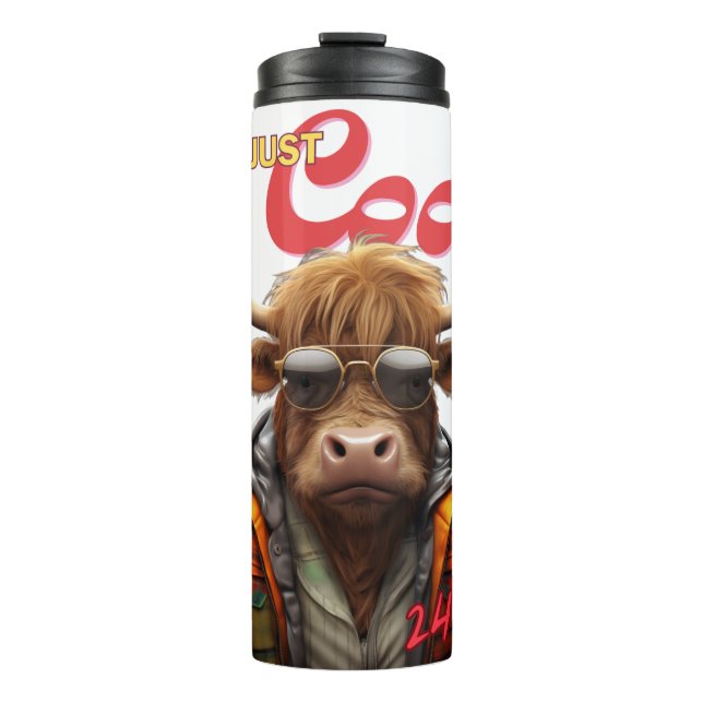 Highlander Cow "I'm Just Cool" 24/7 Thermal Tumbler (Front)