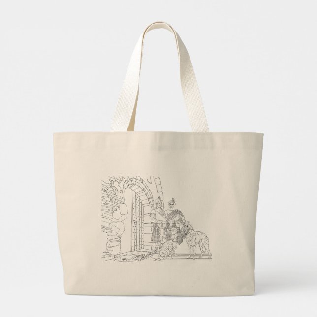 Highlanders with a Scottish Deerhound Tote Bag (Back)