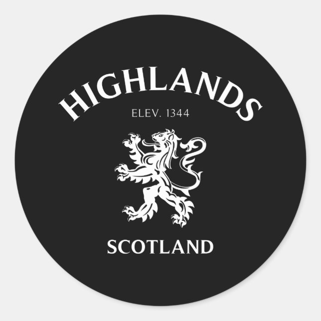 HIGHLANDS CLASSIC ROUND STICKER (Front)