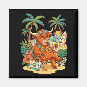 Highlands Cow Summer Vacation Spring Hawaii Funny Magnet